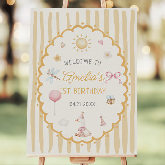 Orange Striped Silly Goose Birthday Welcome Sign
