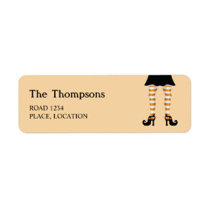 Orange Striped Witch Legs Custom Text Halloween Label