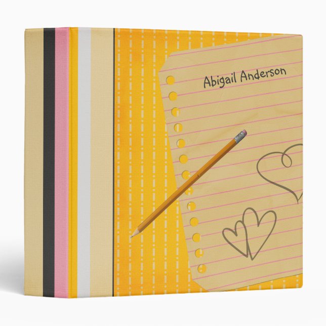 Orange Stripes and Doodles School Binder (Front/Spine)