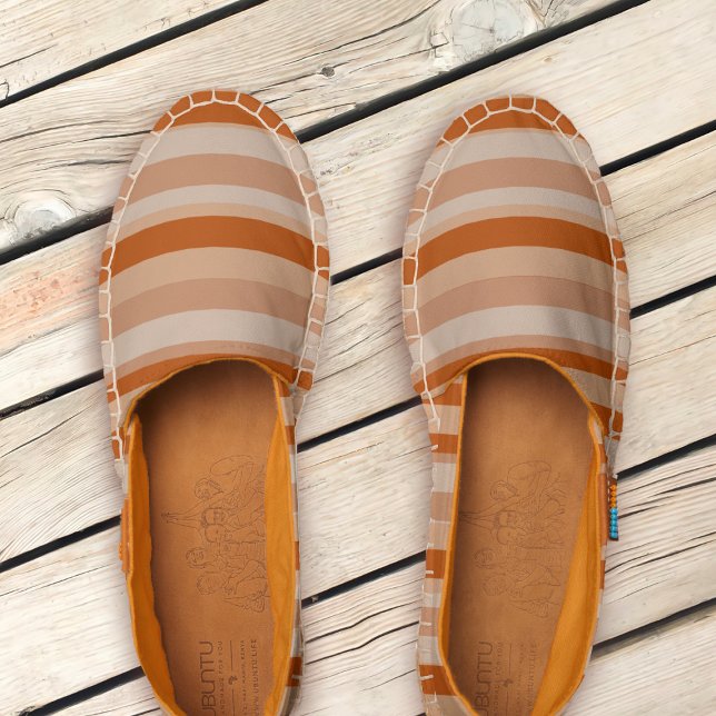 Orange Stripes Autumn Womens Espadrilles (Burnt orange is the color to be seen in, and a stripe is timeless. )
