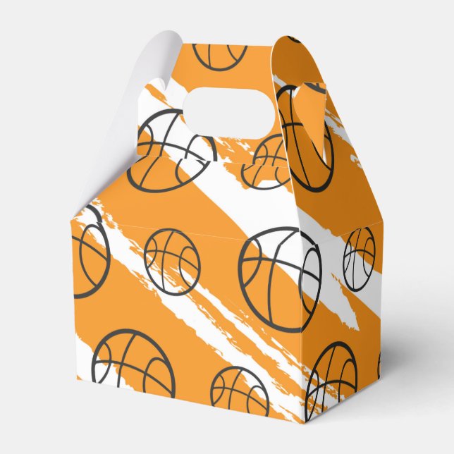 Orange Stripes Basketball Birthday Party  Favor Boxes (Front Side)