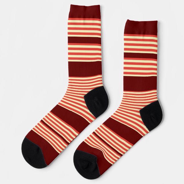 Orange Stripes Dk Red  Socks (Left)