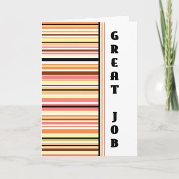 Orange Stripes Employee Anniversary Card by DreamingMindCards at Zazzle
