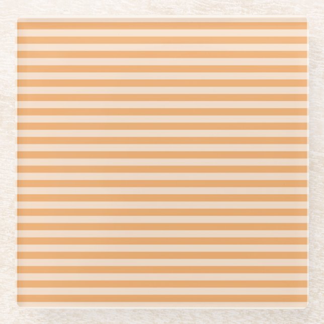Orange Stripes Glass Coaster (Front)