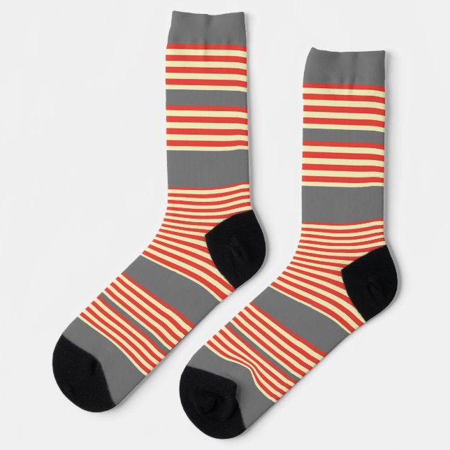 Orange Stripes Gray  Socks (Left)