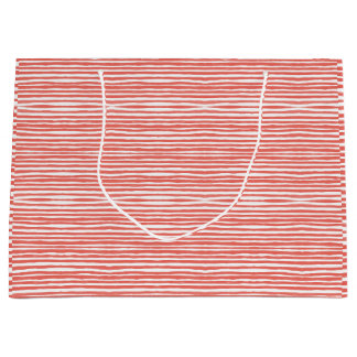 Orange stripes, lines large gift bag