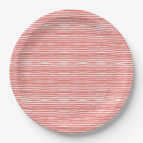 Orange stripes, lines  paper plates