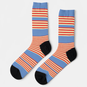 Orange Stripes Lt Blue Socks