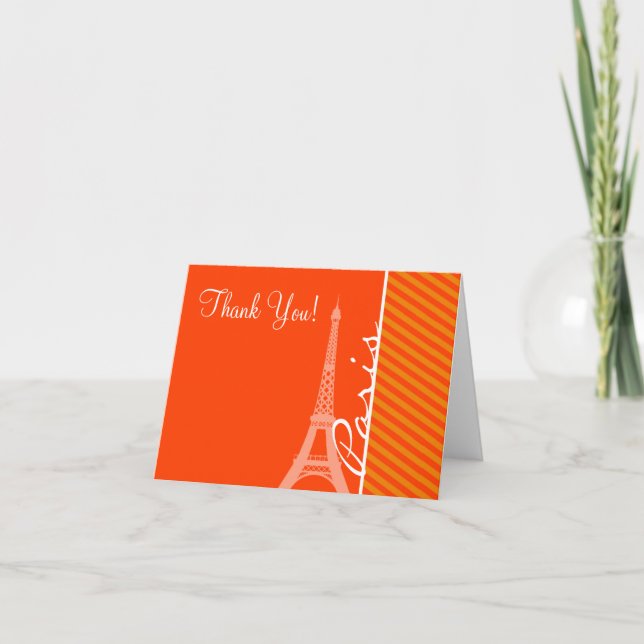 Orange Stripes; Paris Thank You Card (Front)