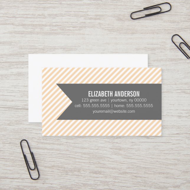 Orange Stripes Pattern Business Card (Front/Back In Situ)