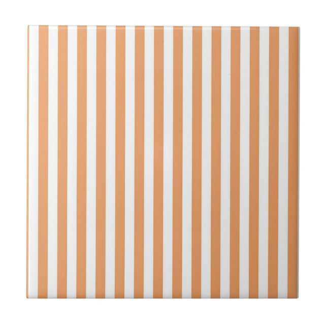 Orange Stripes Pattern Minimal Modern Summer Ceramic Tile (Front)