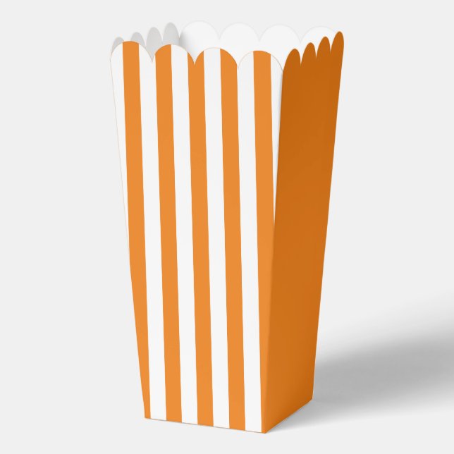 Orange Stripes Popcorn Favor Box (Front)