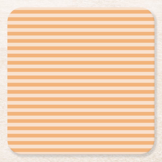 Orange Stripes Square Paper Coaster (Front)