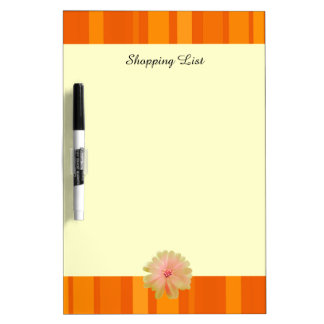Orange Stripes with Daisy Flower Dry Erase Board
