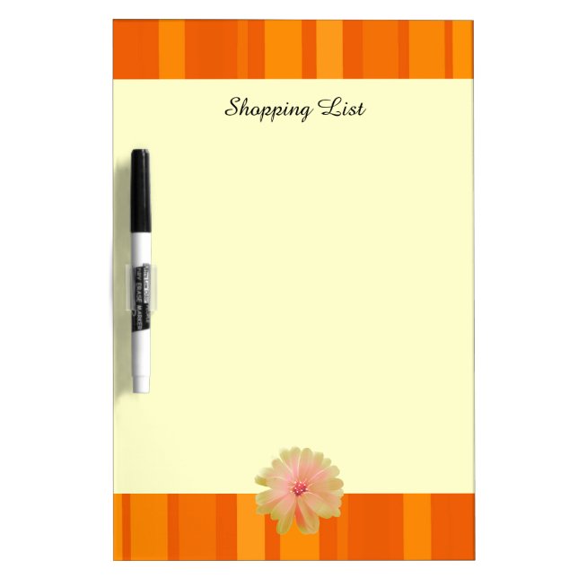 Orange Stripes with Daisy Flower Dry Erase Board (Front)