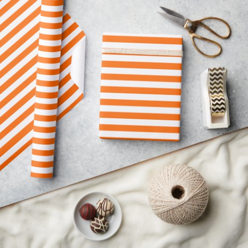 Orange Stripes Wrapping Paper