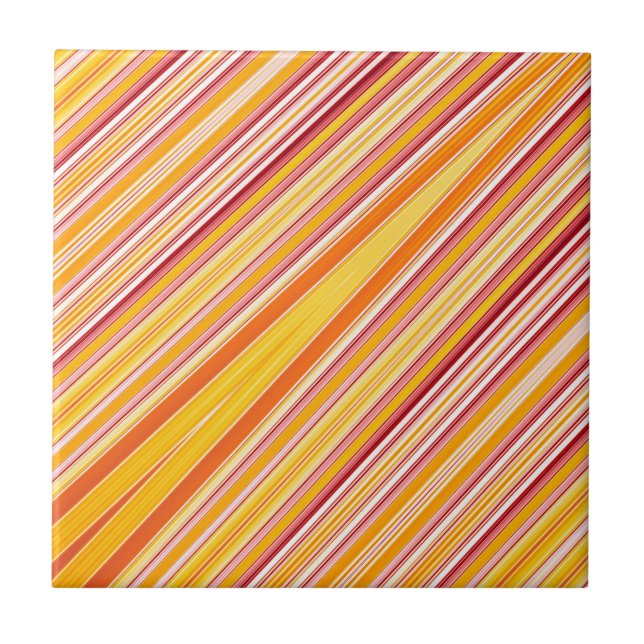 Orange strips pattern ceramic tile (Front)