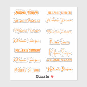 Orange Stylish Name Halloween script handwriting Sticker