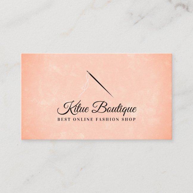 Orange Stylish Needle Threads Seamstress Sewing Business Card