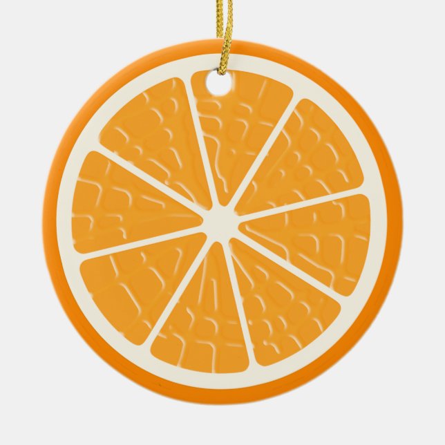 Orange Stylized Fruit Slice Ceramic Ornament (Front)