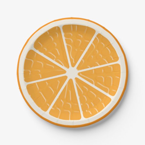 Orange Stylized Fruit Slice Paper Plates