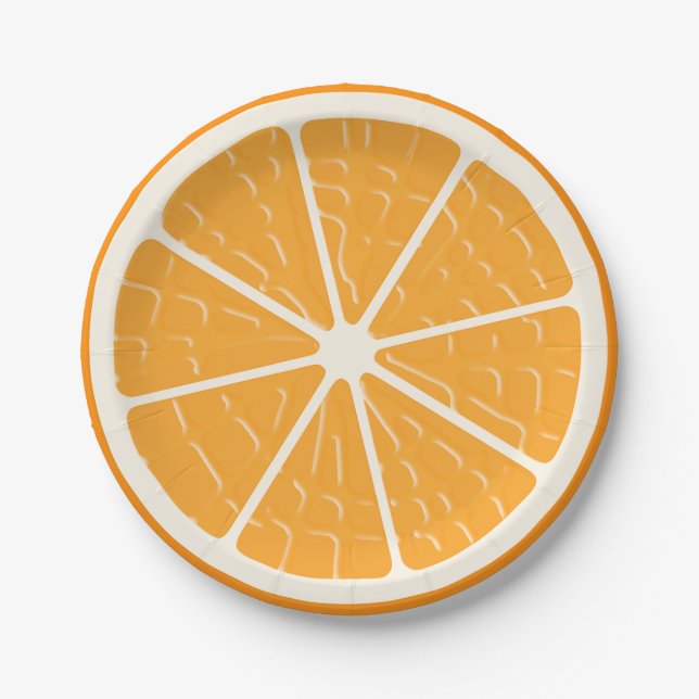 Orange Stylized Fruit Slice Paper Plates (Front)