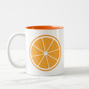 Orange Stylized Fruit Slice Two-Tone Coffee Mug