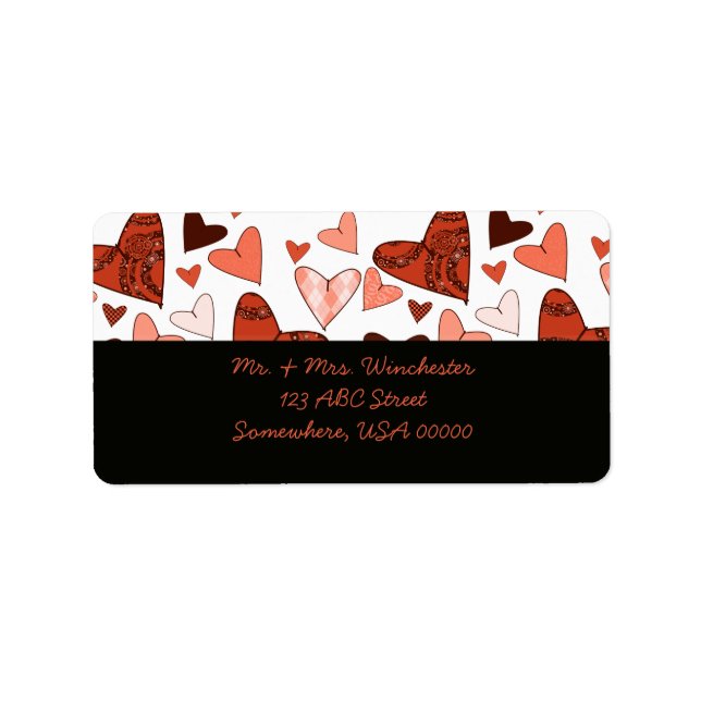 Orange Stylized Hearts Label (Front)