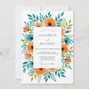 Orange Sublime Summer Botanical Wedding Invitation