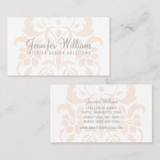 Orange Subtle Damask Business Card