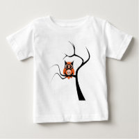 Orange Sugar Skull Owl in Tree Baby T-Shirt