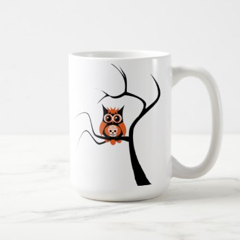 Orange Sugar Skull Owl In Tree Mug by CuteLittleTreasures at Zazzle