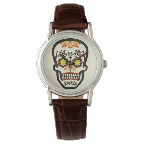 Orange Sugar Skull Watch