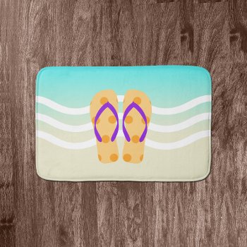 Orange Summer Beach Flip Flops Bath Mat by machomedesigns at Zazzle