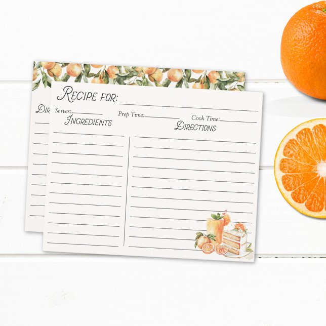 Orange Summer Fruit Personalize Family Recipe Card (In situ)