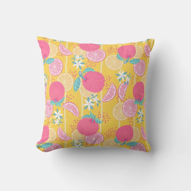 Orange Summer Mustard Throw Pillow (Front)