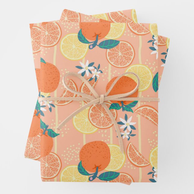 Orange Summer Orange Wrapping Paper Sheets (In situ)