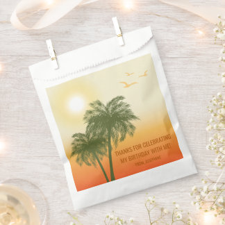 Orange Summer Sunset Palm Trees Birthday Thank You Favor Bag