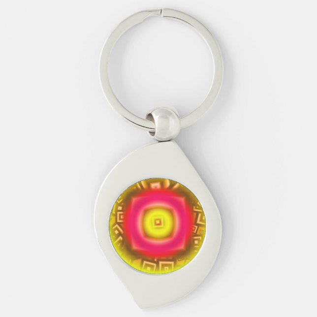 Orange Sun Abstract Keychain (Front)