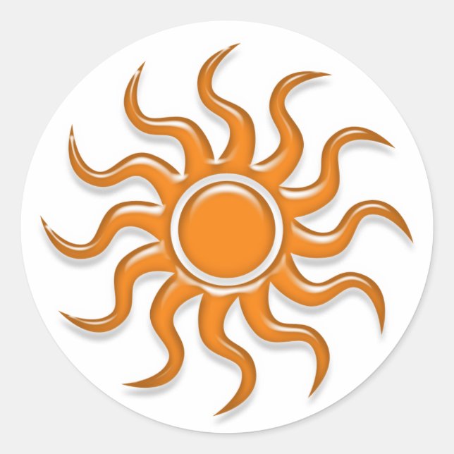 Orange Sun Classic Round Sticker (Front)
