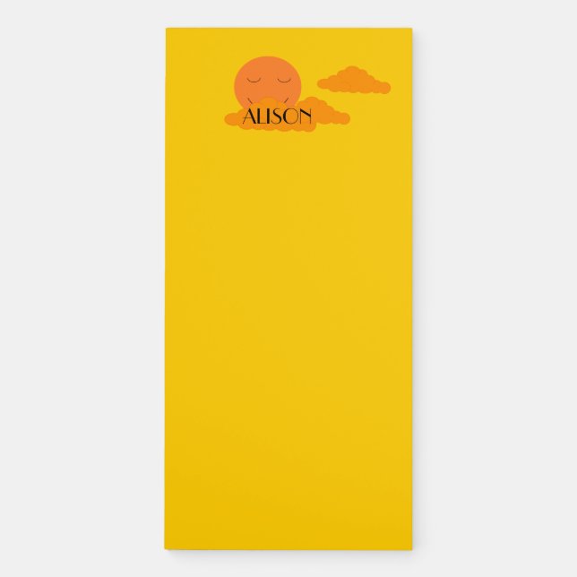 Orange Sun in Golden Sky:  Magnetic Notepad (Front)