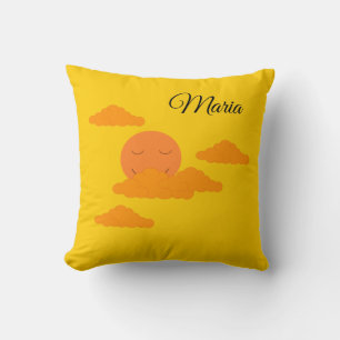 Orange Sun in Golden Sky: Throw Pillow
