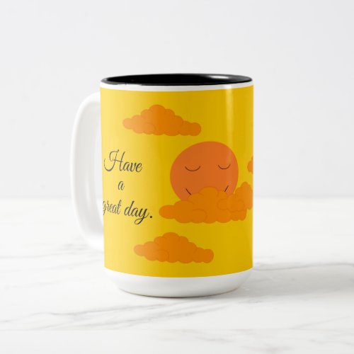 Orange Sun in Golden Sky Two_Tone Coffee Mug