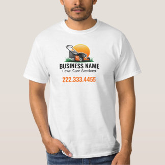 Orange Sun Mowing Lawn Care Service T-Shirt