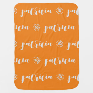 Orange Sun Personalized Name Gift for New Baby Blanket