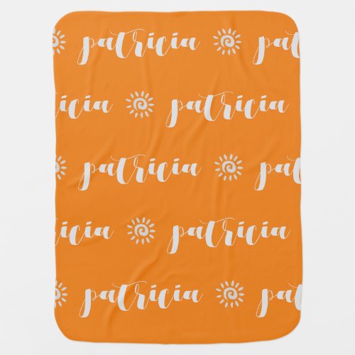 Orange Sun Personalized Name Gift for New Baby Blanket
