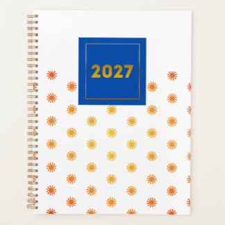Orange Sunburst Dot 2027 Planner Navy Label