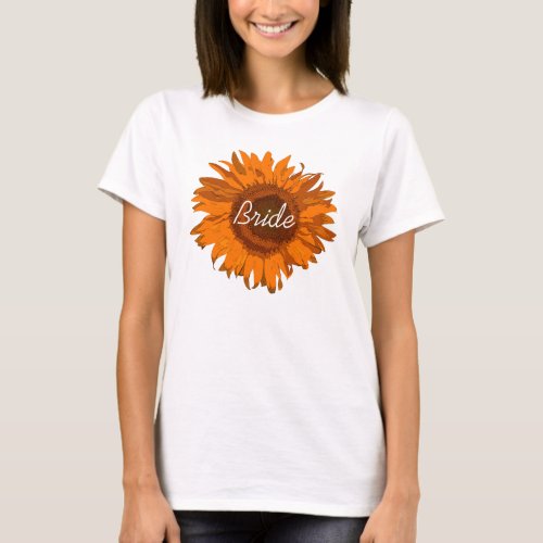 Orange Sunflower Bride Wedding T_Shirt