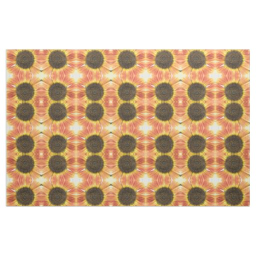 Orange Sunflower Floral Patterned Fabric