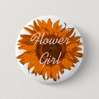 Orange Sunflower Flower Girl Button